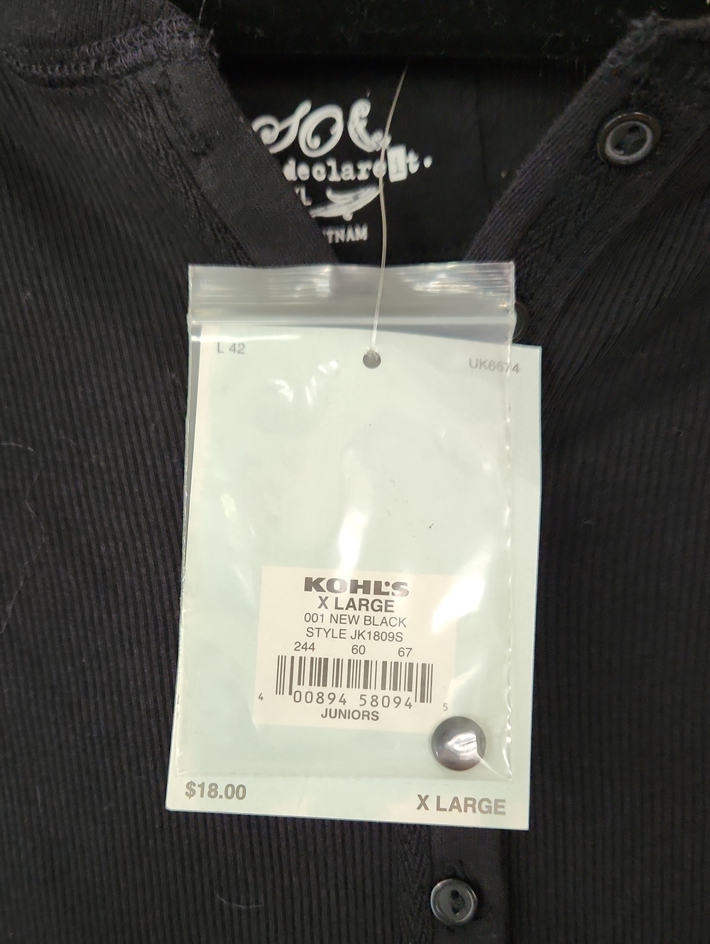 SO Black Short Sleeve Henley Babydoll Top - Picture 3 of 3